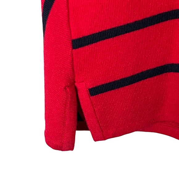 Talbots V-Neck Chevron Bias‎ Stripes Sweater Apple Red Black Size M - Picture 11 of 13